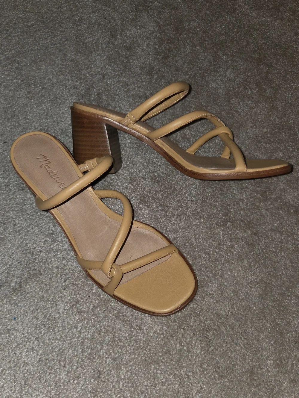 Madewell Tan Strappy Block Heel Sandals